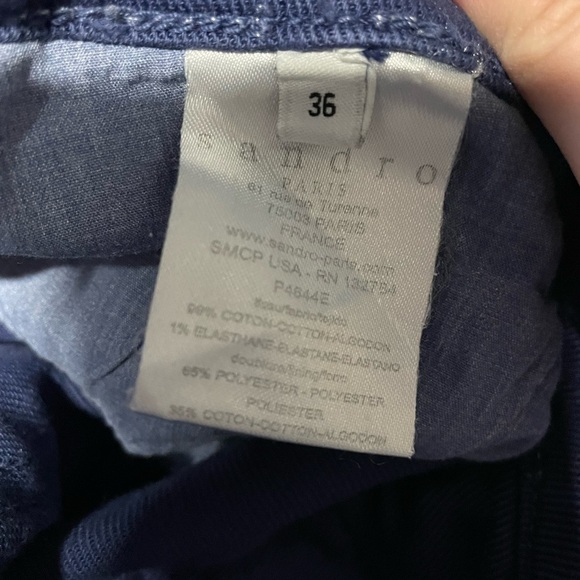 Sandro blue skinny jeans full zip side indigo blue ribbed - Picture 5 of 6